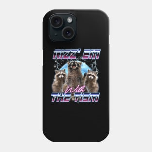 Rizz Em With The Tism Retro Funny Raccoon  Autism Awareness Phone Case