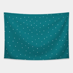 White Dots on Teal Blue Tapestry