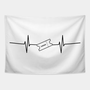 Cinema ticket heartbeat - Black design Tapestry