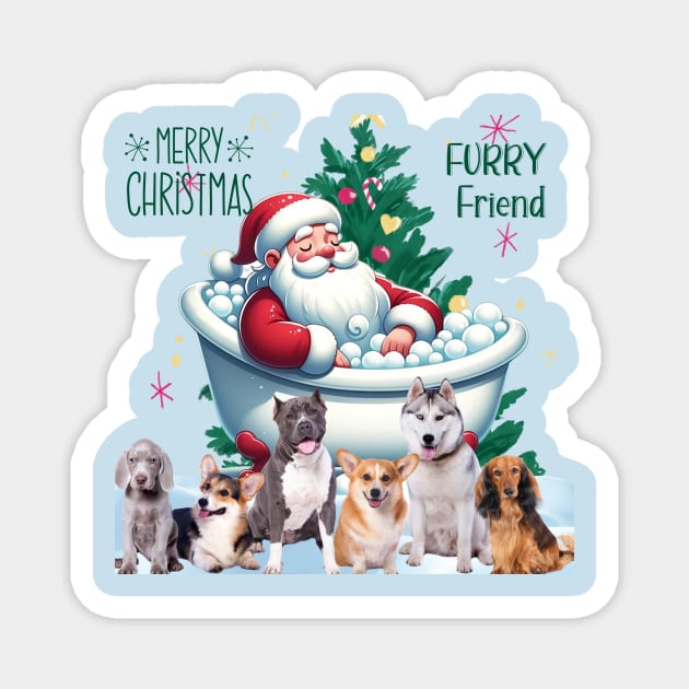 Merry Christmas Furry Friends Magnet by Jo Palmer