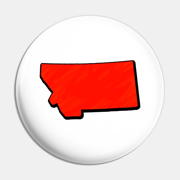 Bright Red Montana Outline Pin by Mookle