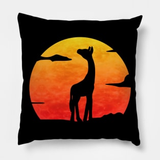 Giraffe At Sunset Pillow