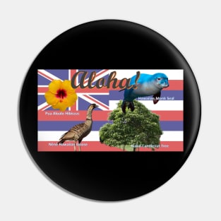 Aloha! Hawaii State Flag and State Symbols Pin