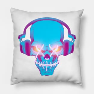 Skull with headphone Pillow