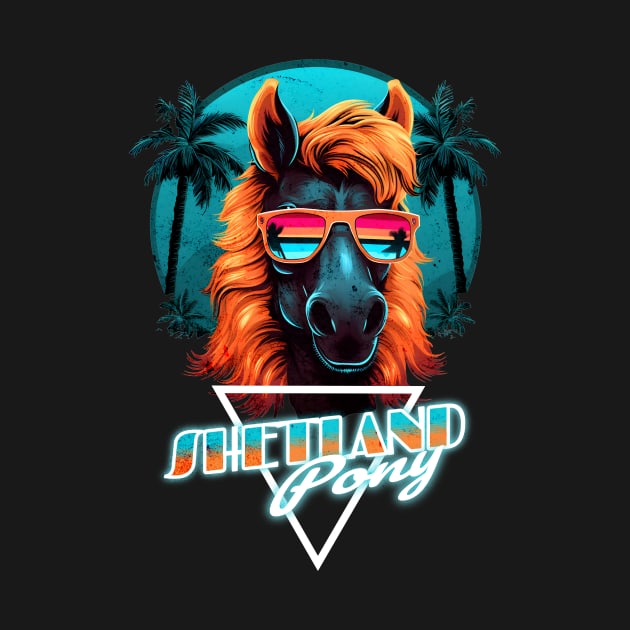 Retro Wave Shetland Pony Horse Chillout by Miami Neon Designs