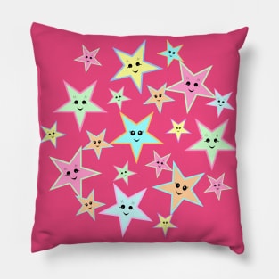 Cute stars with faces in pastel colors Pillow