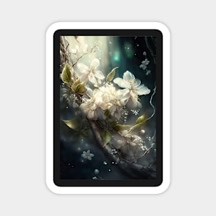 Ethereal painting of Jasmine blossom. Earth Elements Magnet