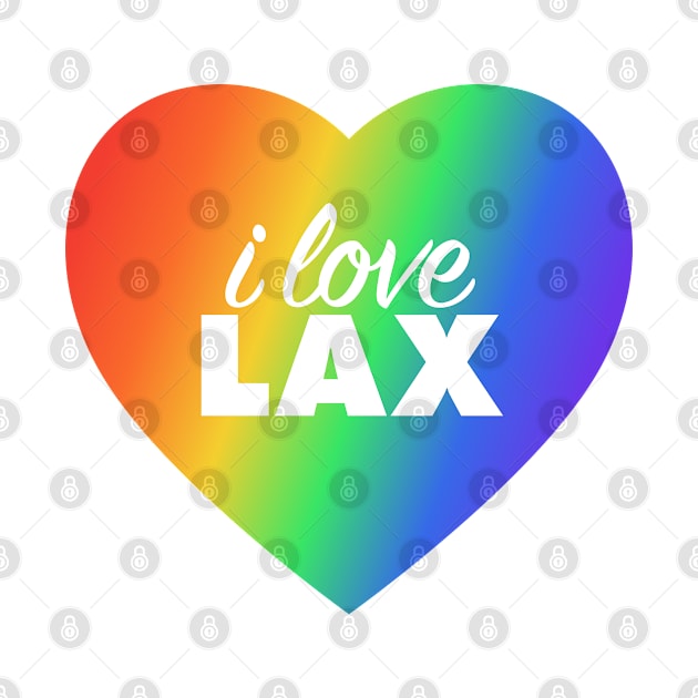 I Love LAX Pride (Los Angeles Airport Code) In Rainbow Colors Heart by modeoftravel