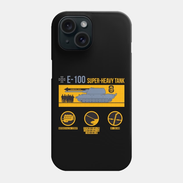 Infographic German super-heavy tank E-100 Phone Case by FAawRay