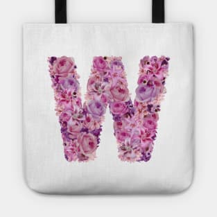 Pink Floral Letter W Tote
