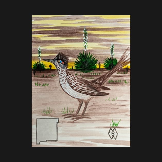 New Mexico state bird and flower, the roadunner and yucca flower by Matt Starr Fine Art