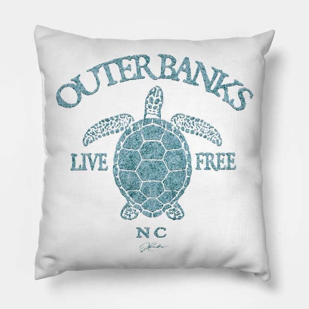 Outer Banks, NC, Live Free Sea Turtle Pillow by jcombs