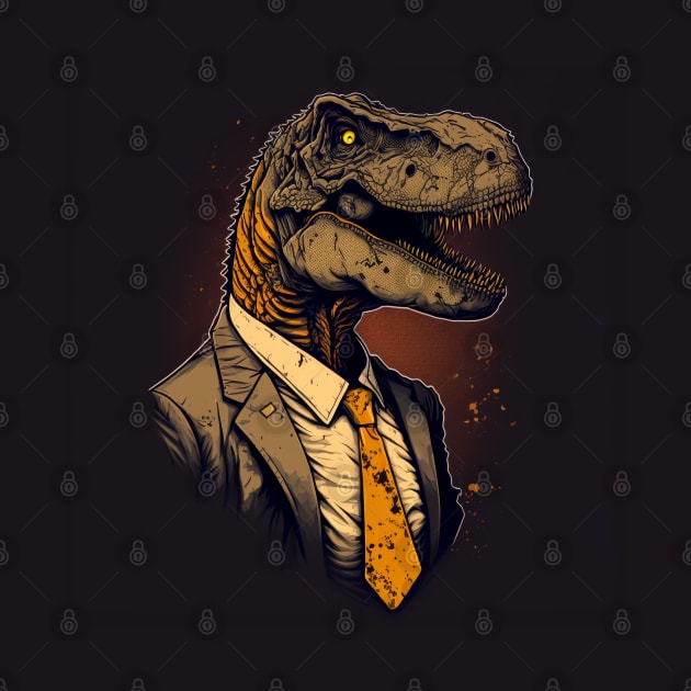 t rex in suit by Buff Geeks Art