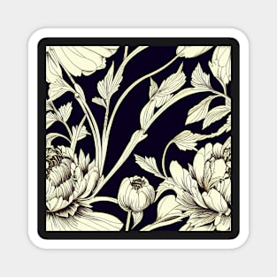 Vintage Florals Brown Sepia Neutral Floral Design Magnet