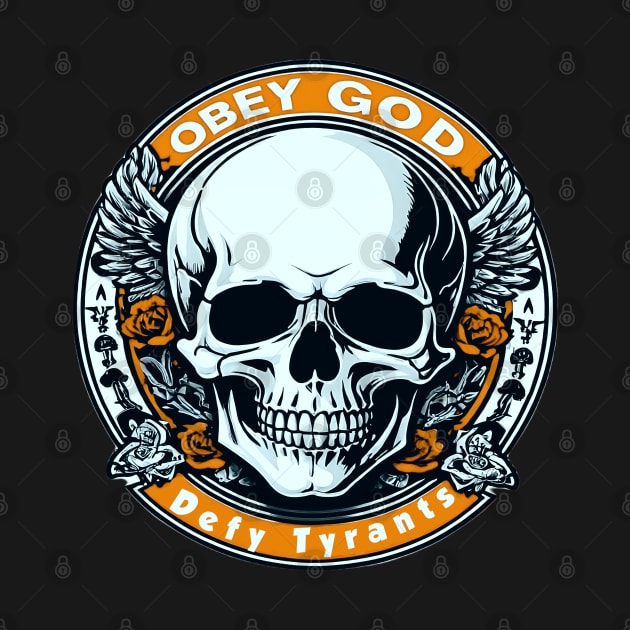 Obey God Defy Tyrants Skull by masterpiecesai