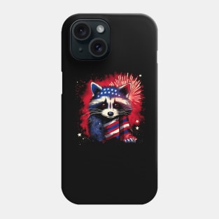 raccoon proudly American Flag Phone Case