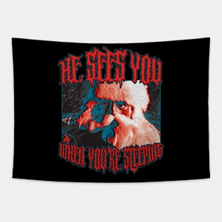 Santa Sees You Metal Tee Tapestry