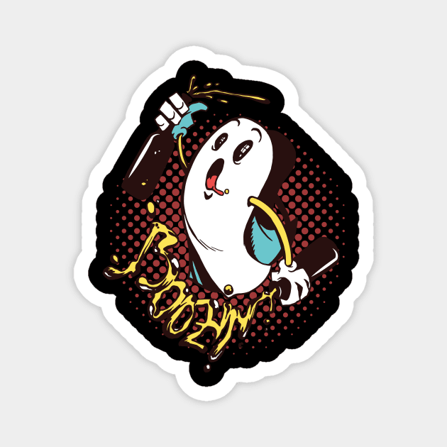 Boozin Ghost Halloween Magnet by LYNEXART