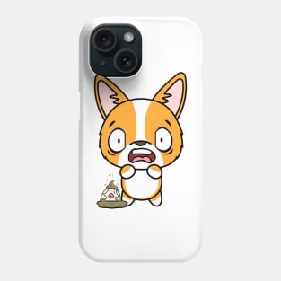 Funny corgi steps on a dirty diaper Phone Case