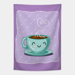 Happy Coffee Purple Tapestry