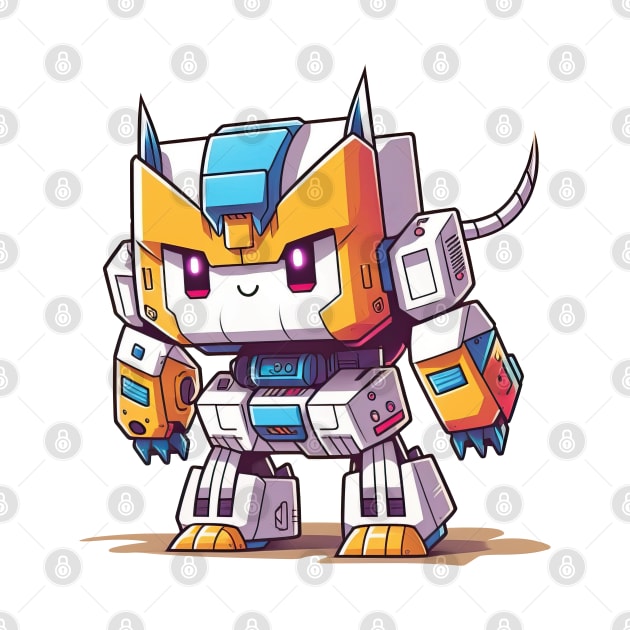 Cute colorful kawaii robot mech by Quixar