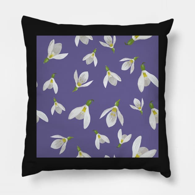 Oxfordshire Snowdrops Repeat Pattern Pillow by NattyDesigns