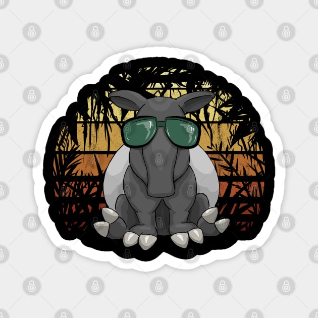 Retro Jungle Sunset Hipster Tapir With Sunglasses Magnet by SkizzenMonster