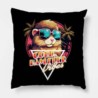Retro Wave Gold Hamster Vibes Pillow