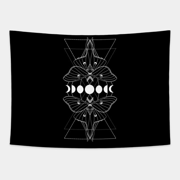 Moon Phase Luna Moth Tapestry by RavenWake