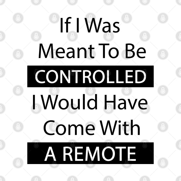 If I Was Meant To Be Controlled I Would Have Come With A Remote by Felix Rivera