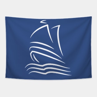 Minimalistic Sailboat Tapestry