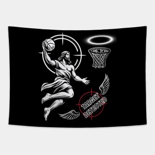 Funny Basketball Retro Jesus Player Tapestry