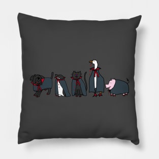 Cute Vampire Animals in Halloween Horror Pillow