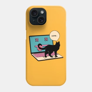 404 Error Laptop Black Cat in yellow Phone Case