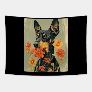 Doberman Dog Flowers Photo Art Design For Dog Onwer Tapestry