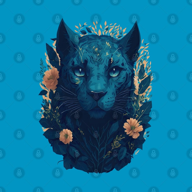 Panther with flowers by Javisolarte