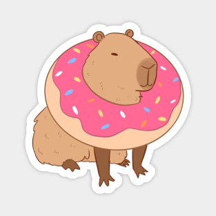 Cute capybara with a dount Magnet