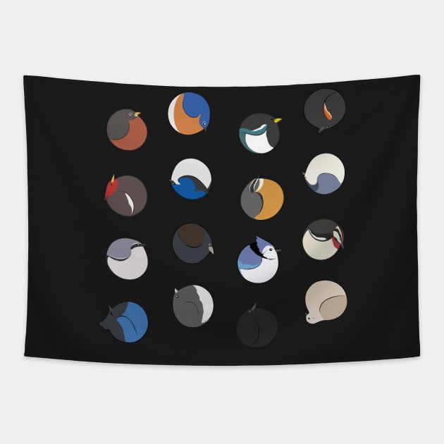 Round Birds! Tapestry by Naturally Curvy