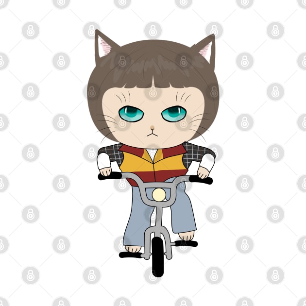 Stranger Things - Cat Will Byers with bike by akwl.design