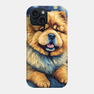 Chow Chow Dog Breed Painting in a Van Gogh Starry Night Art Style Phone Case