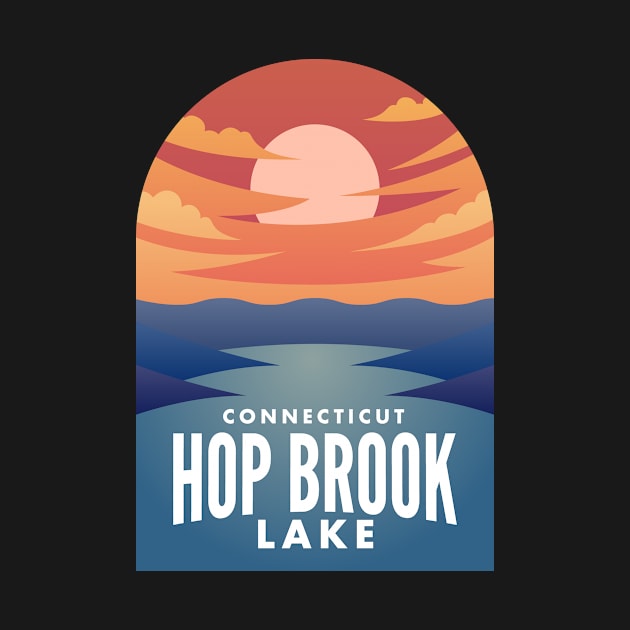 Hop Brook Lake CT Retro Sunset by HalpinDesign