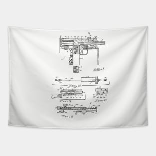 Machine Gun Adaptor Vintage Patent Hand Drawing Tapestry