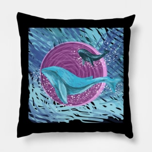 Whales blue Pillow