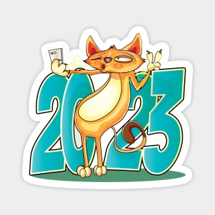 Happy New Year Cats 2023 Magnet