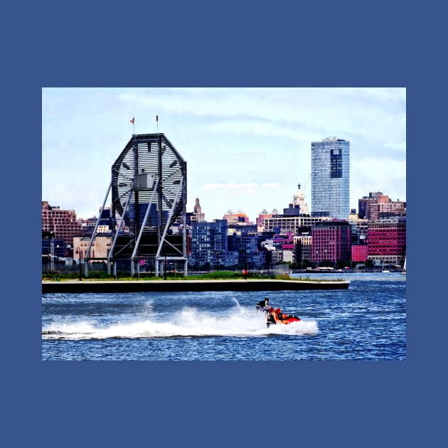 Jersey City NJ - Jet Skiing by Colgate Clock by SusanSavad