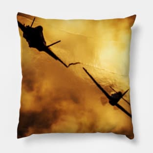 P-51 Mustang And F-35A USAF Heritage Flight Sunset Pillow