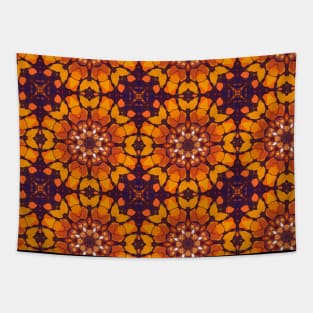 Orange Flower Shapes on Purple Background Repeating Pattern - WelshDesignsTP005 Tapestry