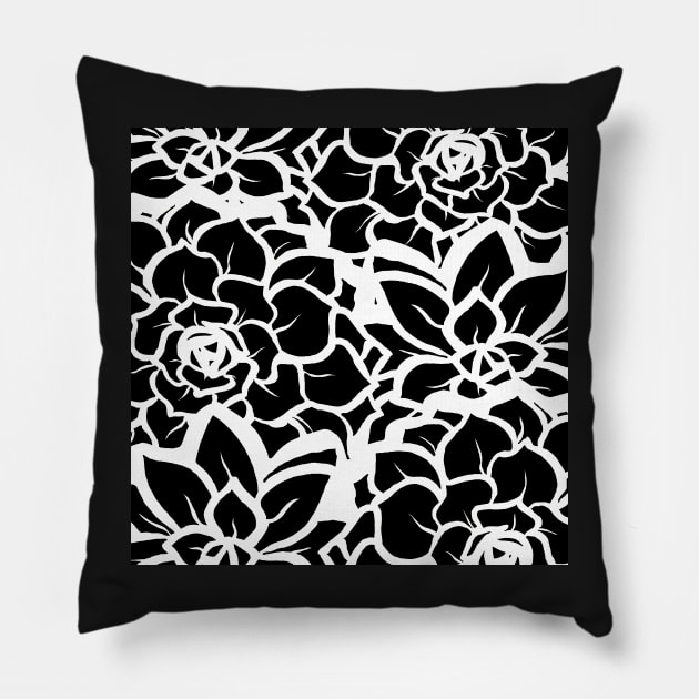 Black and White Petal Punch - Digitally Illustrated Abstract Flower Pattern for Home Decor, Clothing Fabric, Curtains, Bedding, Pillows, Upholstery, Phone Cases and Stationary Pillow by cherdoodles
