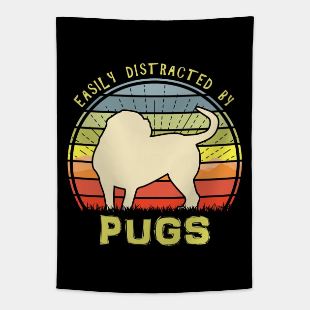 Easily Distracted By Pugs Tapestry by Nerd_art