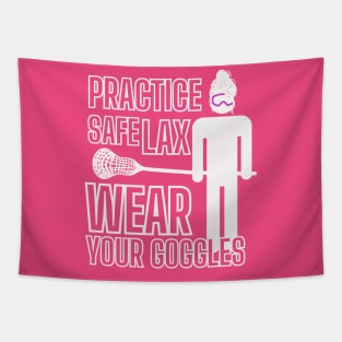 Lacrosse Shirt, Practice Safe LAX Tapestry